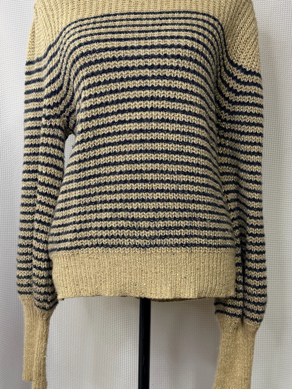 Lilly Pulitzer Beige & Navy Striped Scoopneck Sweater